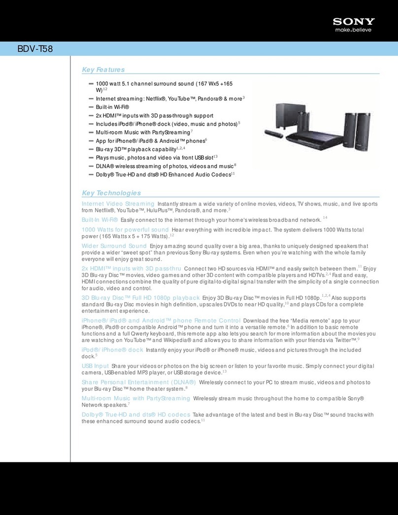 Sony BDV-T58 Specifications