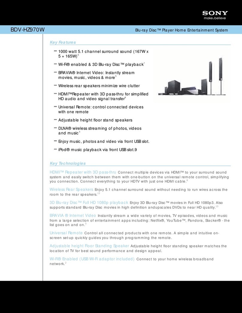 Sony BDV-HZ970W  (UWA-BR100) Specifications