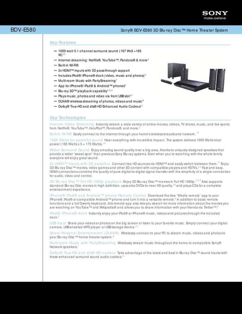 Sony BDV-E580 User manual