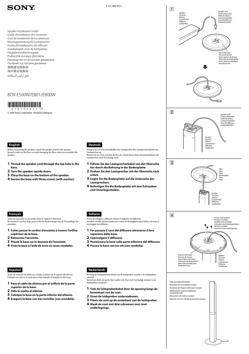 Sony BDV-E500W Speaker Installation Guide