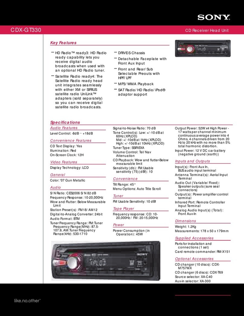 Sony CDX GT330 - Radio / CD Specifications