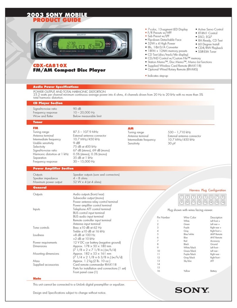 Sony Xplod CDX-CA810X Specifications