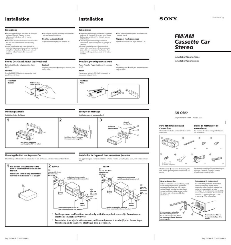 Sony XR-C400 - Fm/am Cassette Car Stereo Product guide