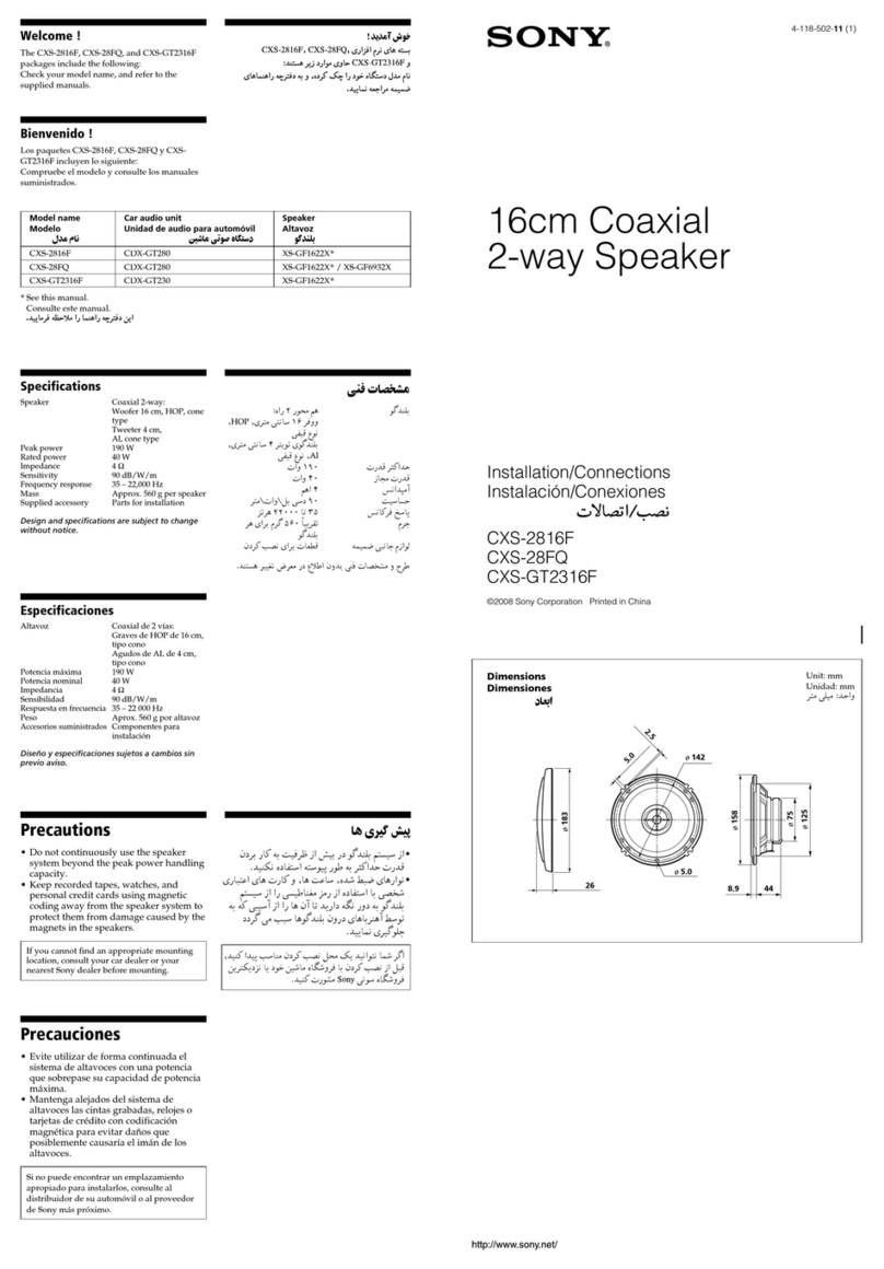 Sony Xplod CXS-GT2316F Product guide