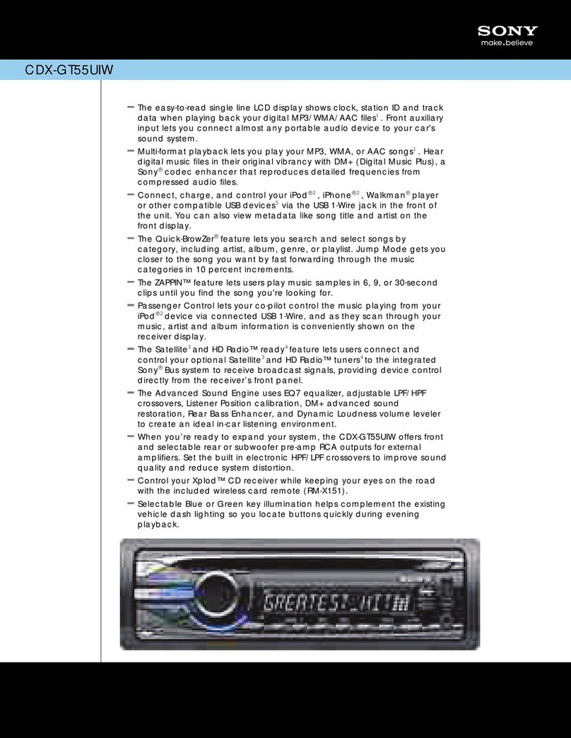 Sony CDX-GT55UIW - Fm/am Compact Disc Player User manual