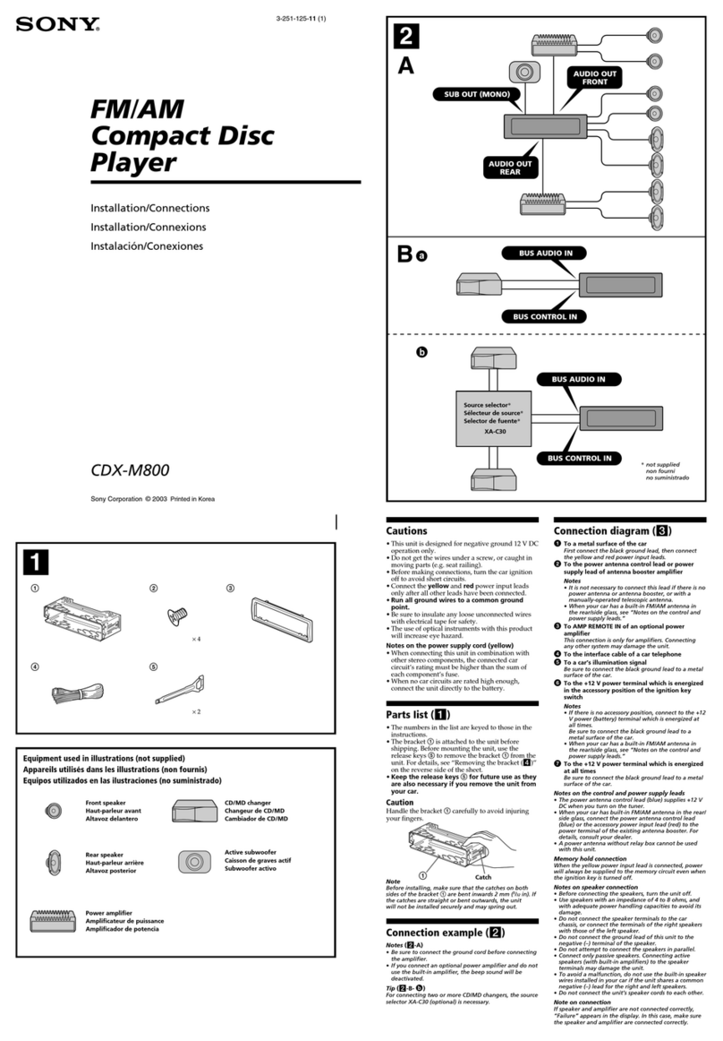 Sony CDX-M800 Installation/connections