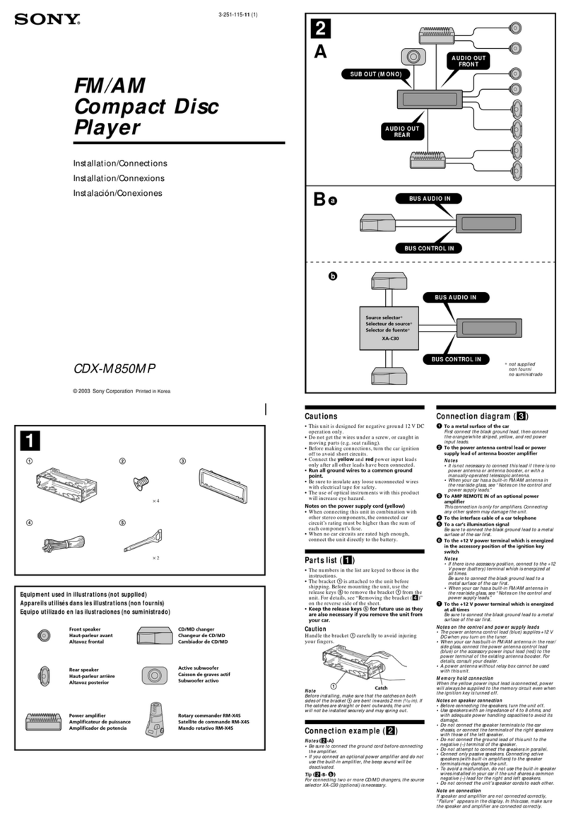 Sony CDX-M850MP  (XT-XM1) Installation/connections