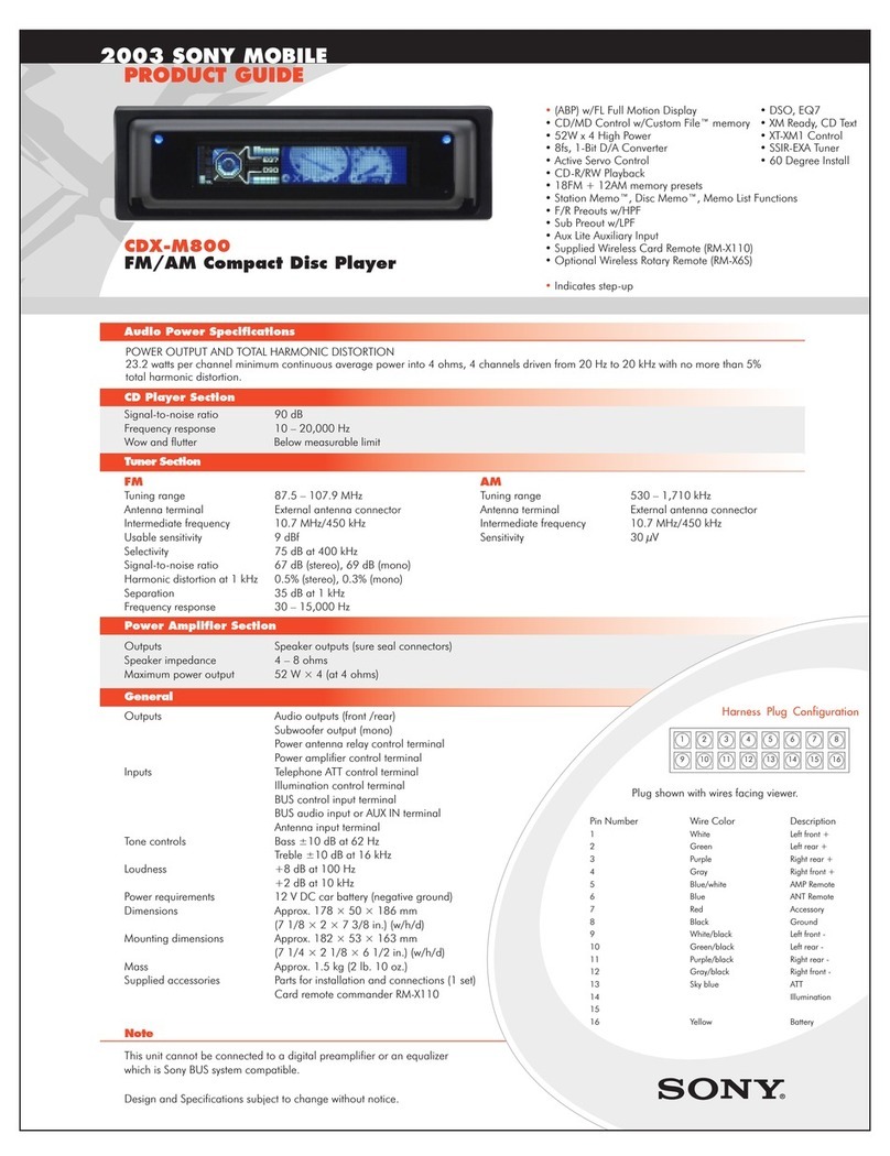 Sony CDX-M800 User manual