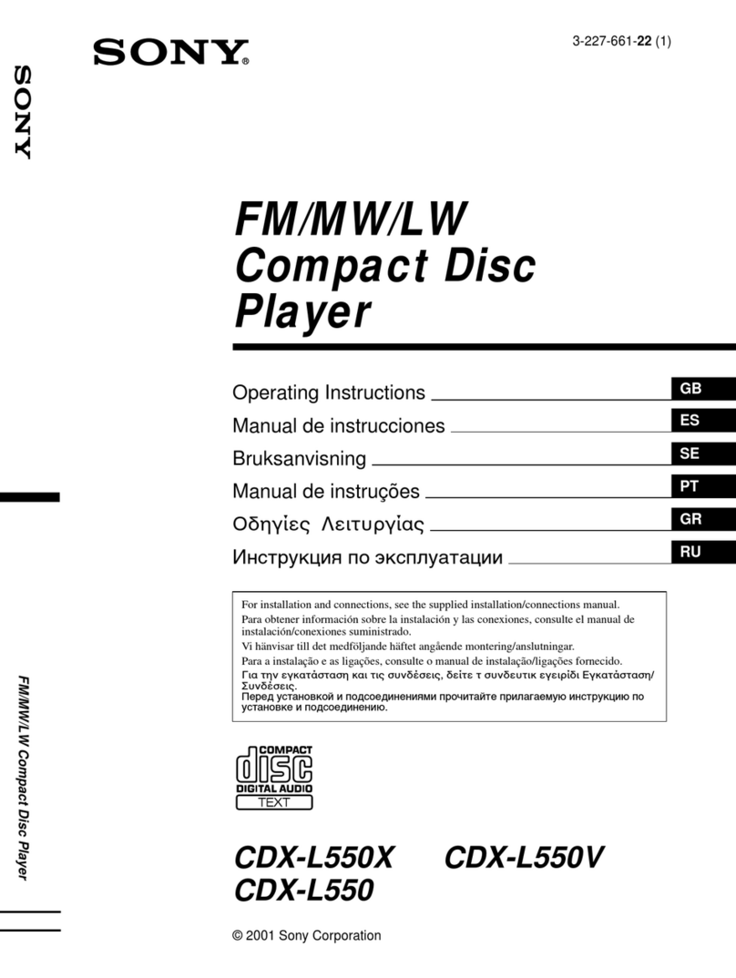 Sony CDX-L550X - Fm/am Compact Disc Player User manual
