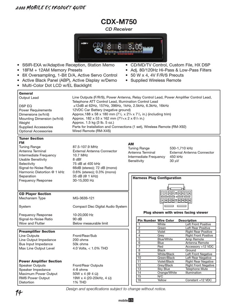 Sony CDX-M750 - Fm/am Compact Disc Player User manual