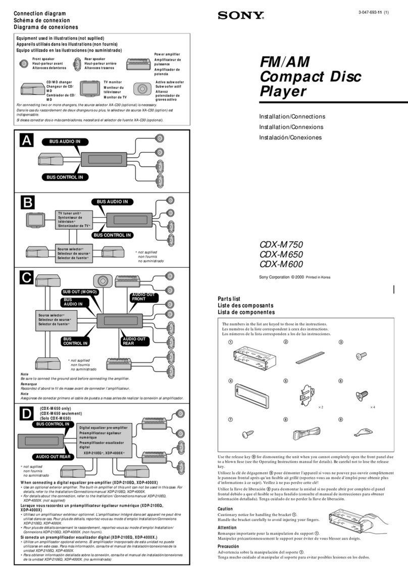 Sony CDX-M600 - Fm/am Compact Disc Player Installation/connections