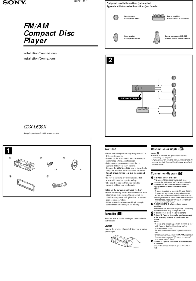 Sony CDX-L600X - Fm/am Compact Disc Player Installation/connections