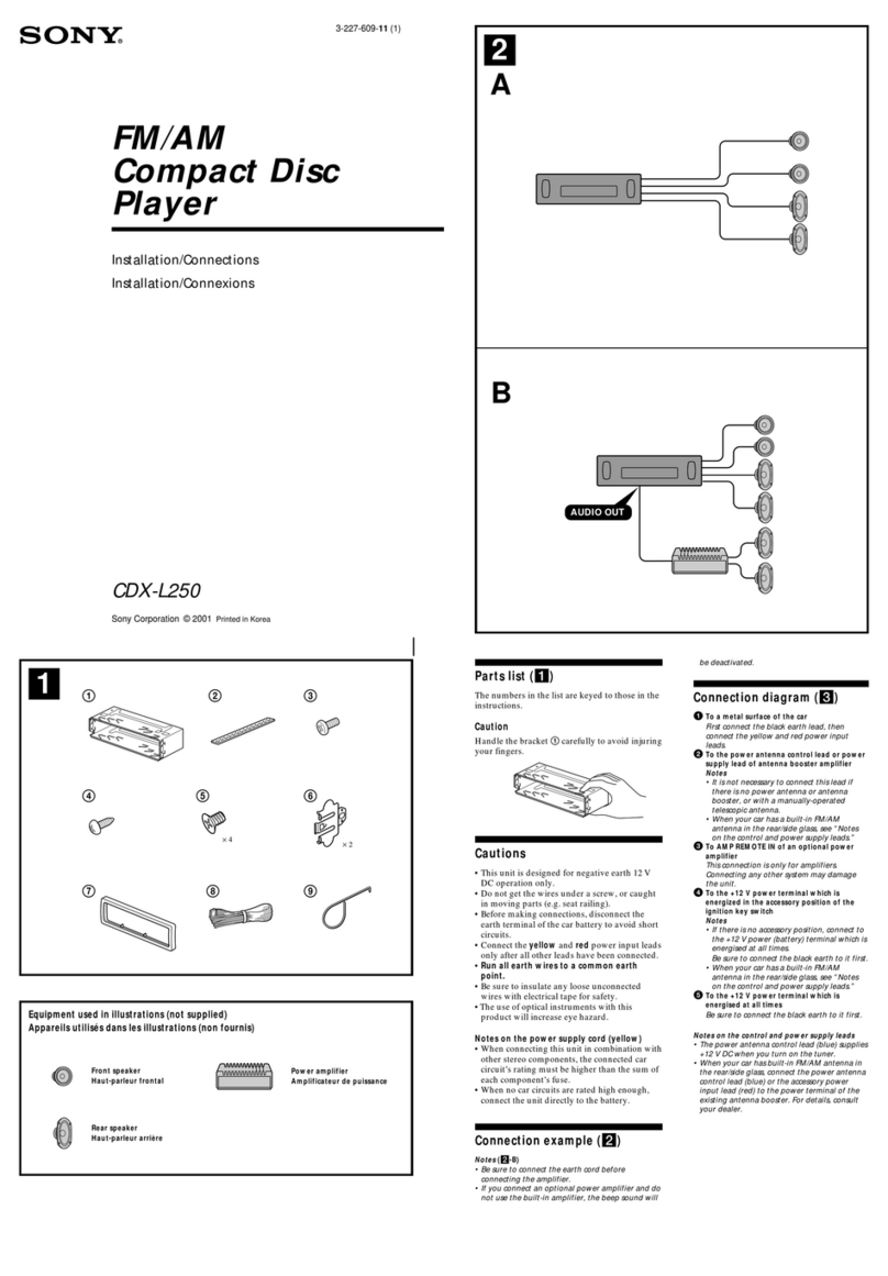 Sony CDX-L250 - Fm/am Compact Disc Player Product guide