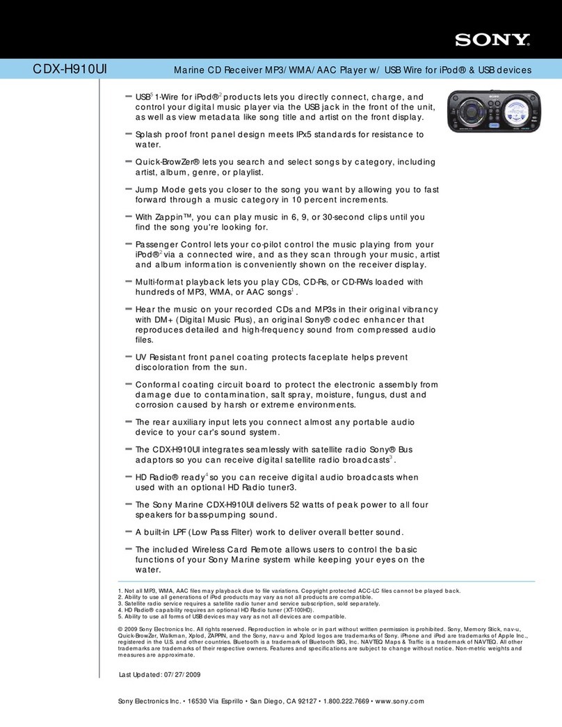 Sony CDX-H910UI Marketing Specifications... Specifications