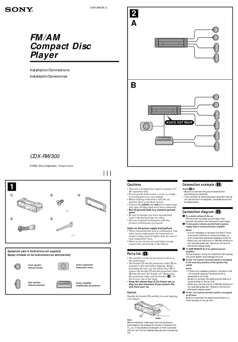Sony CDX-RW300 - Fm/am Compact Disc Player Installation/connections