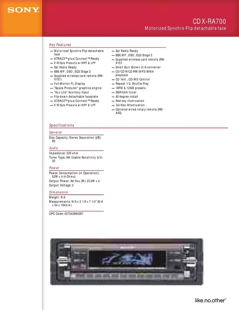 Sony CDX-RA700 - Motorized Synchro-flip Detachable... User manual