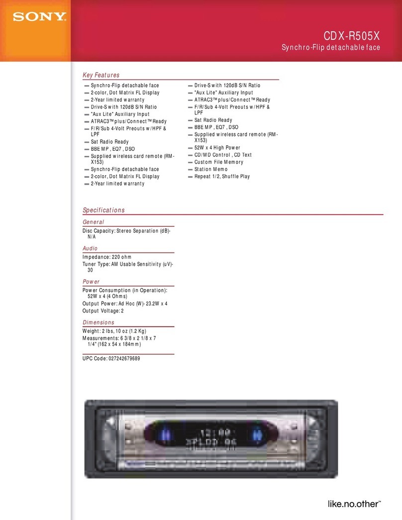 Sony CDX-R505X - Synchro-flip Detachable Face User manual