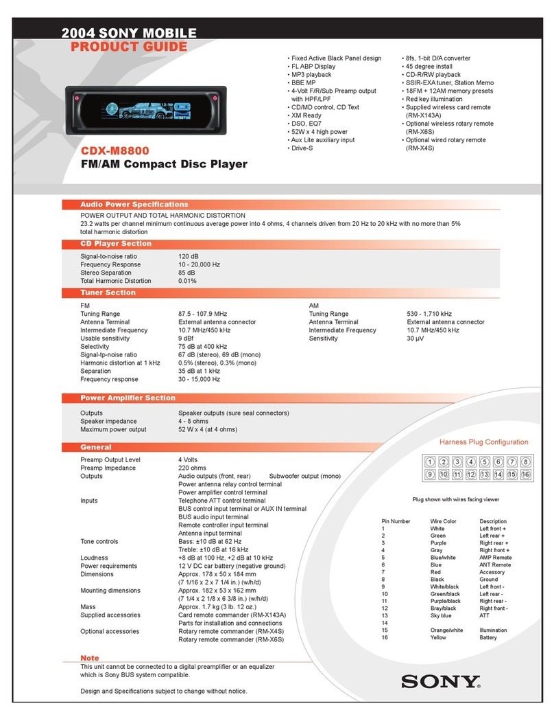 Sony CDX-M8800 - Fm/am Compact Disc Player Product guide