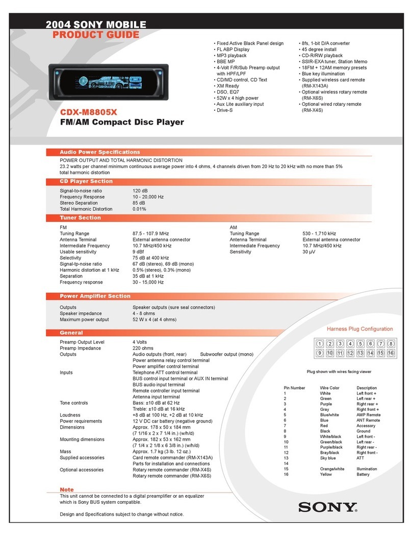 Sony CDX-M8805X Operating Instructions (English, Espanol,... Product guide