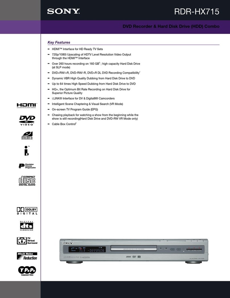 Sony RDR-HX715 - Dvd Recorder & Hard Disk Drive... User manual