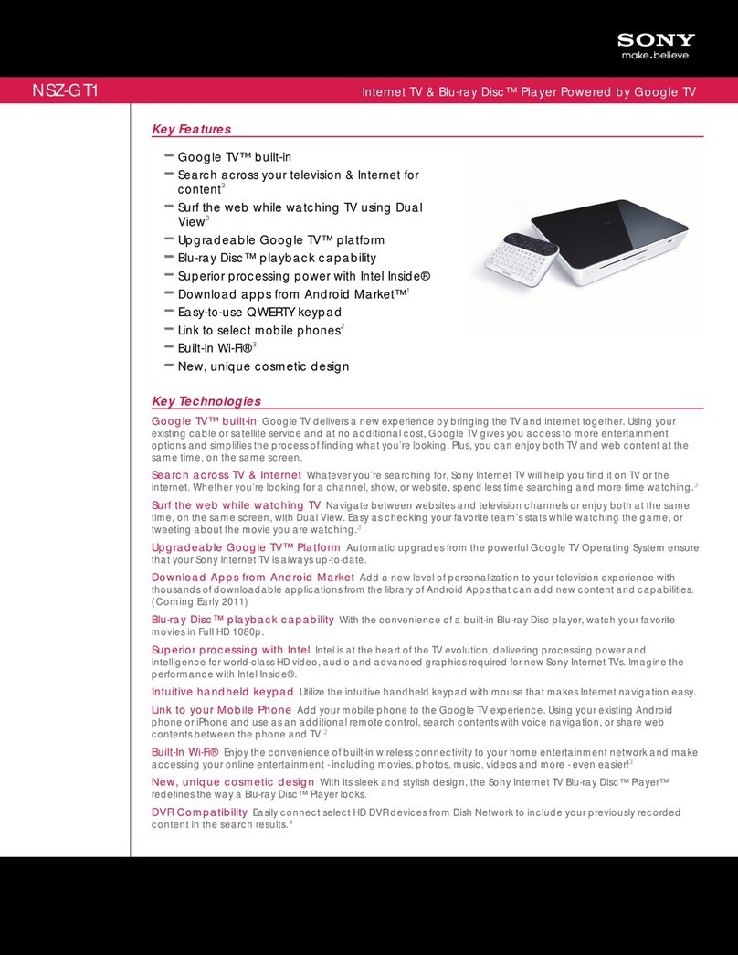 Sony NSZ-GT1 Marketing Specifications