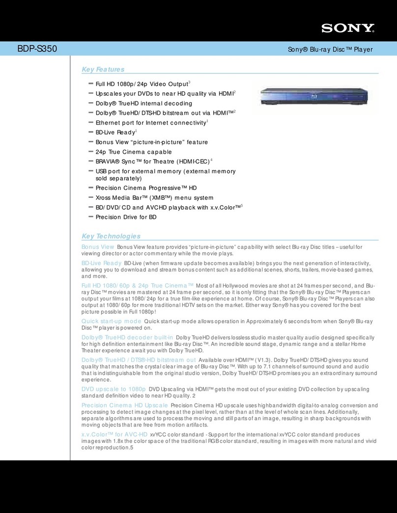 Sony Blue ray Disc  BDP-S350 Specifications