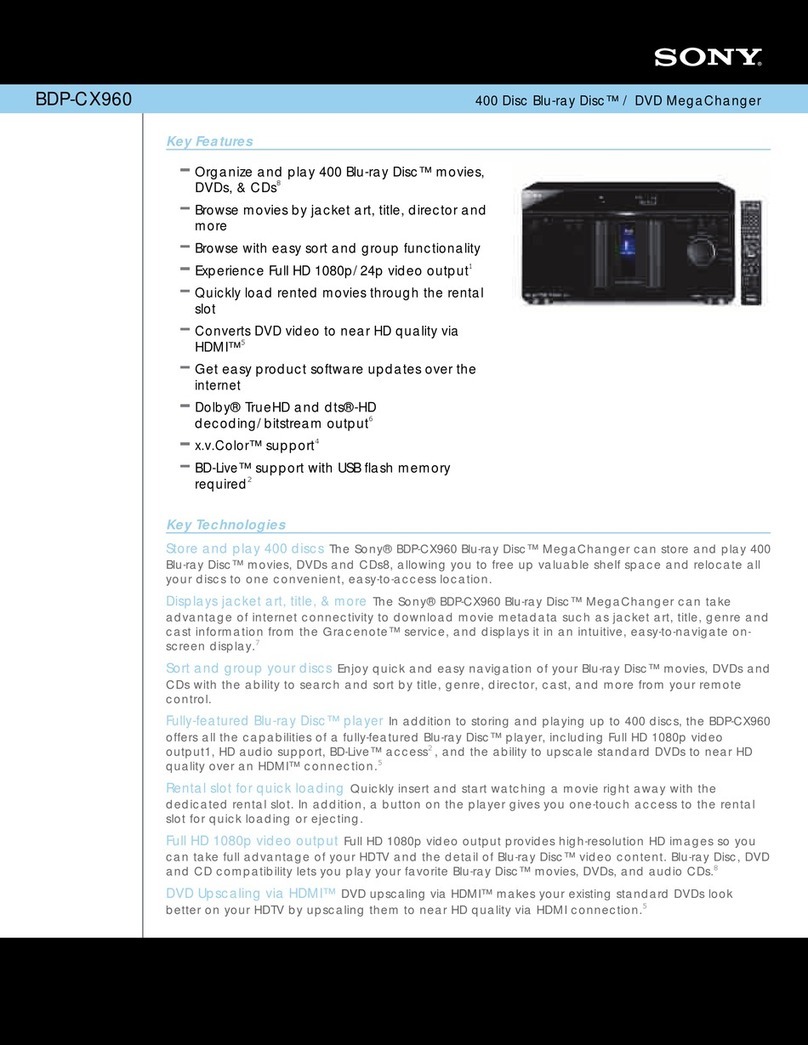 Sony BDP-CX960 - 400 Disc Blu-ray User manual