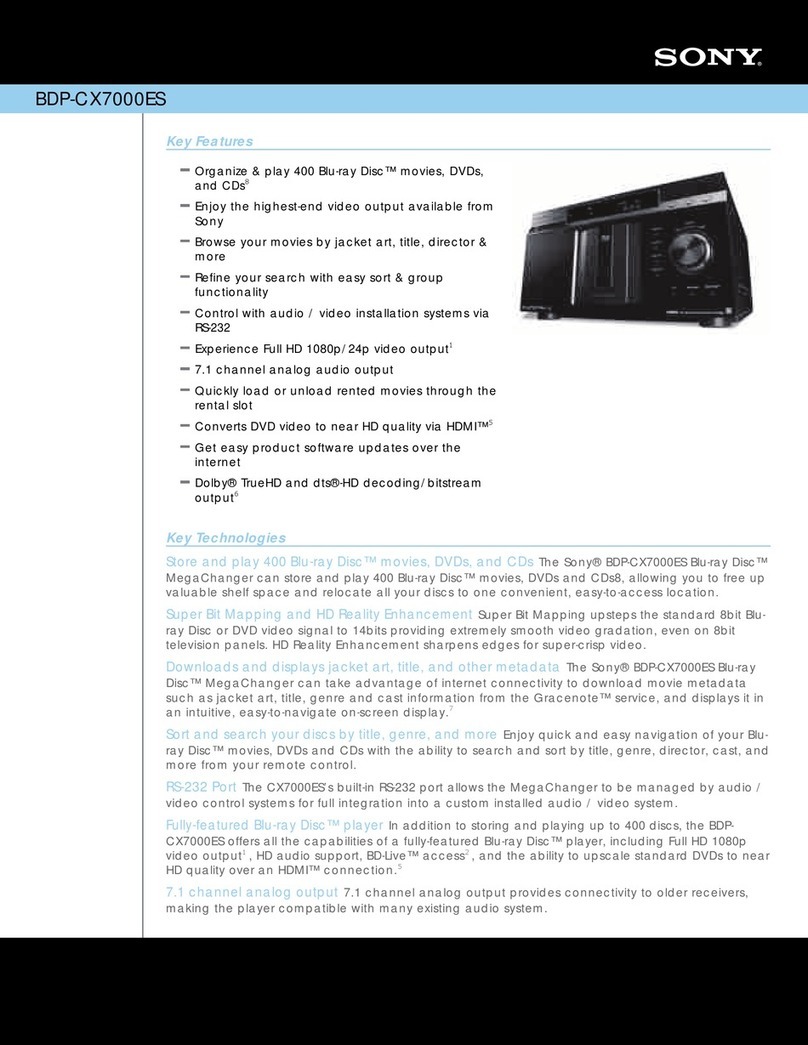 Sony BDP-CX7000ES - 400 Blu-ray Disc Mega Changer User manual