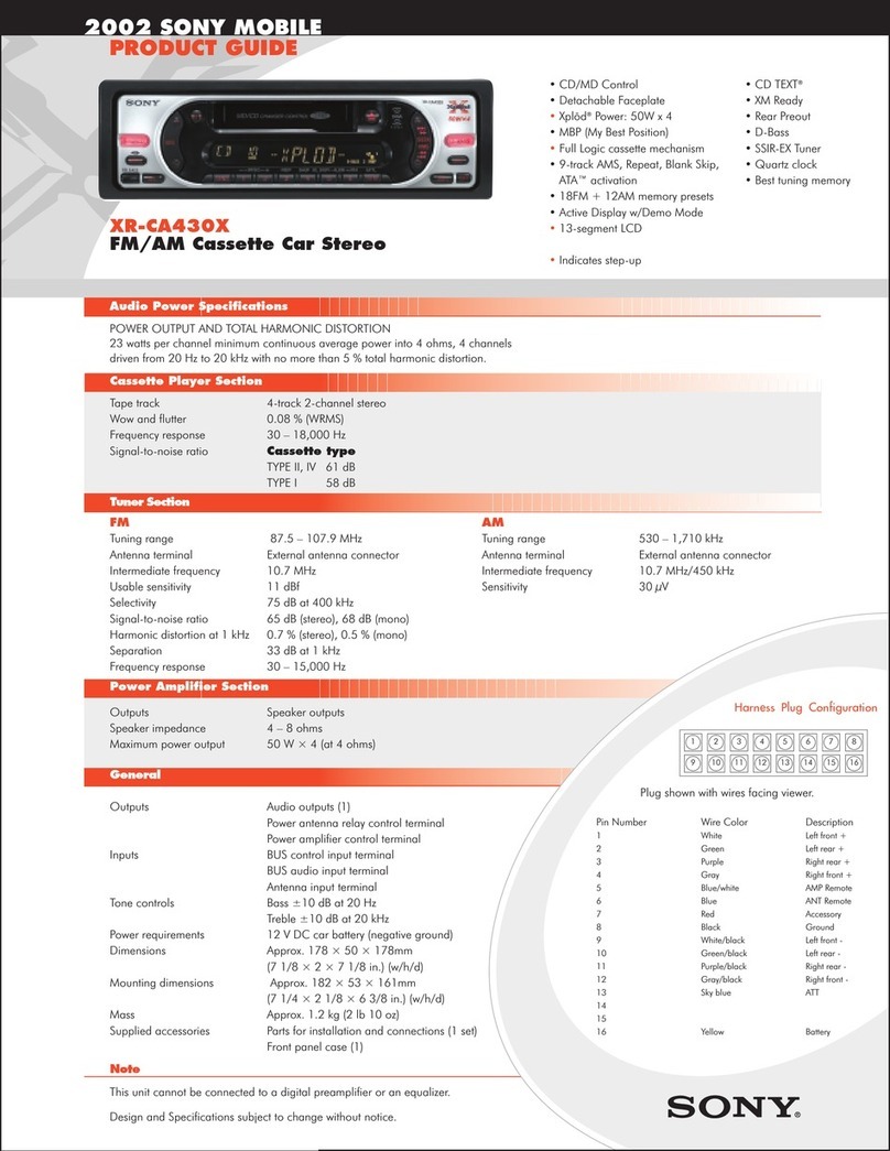 Sony XR-CA430X Specifications