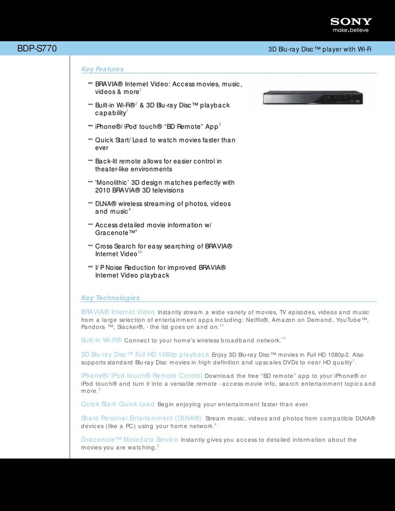 Sony BDP-S770 - Blu-ray Disc™ Player Specifications