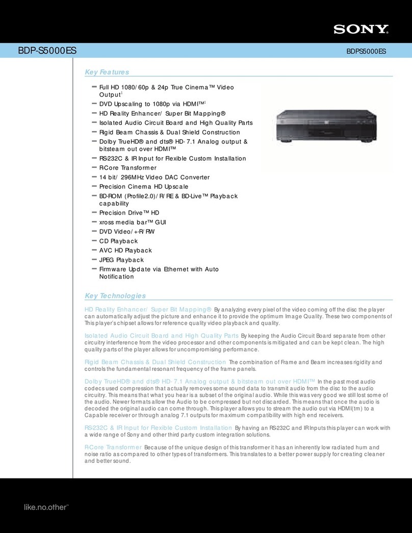 Sony BDP-S5000ES - Blu-ray Disc™ Player User manual