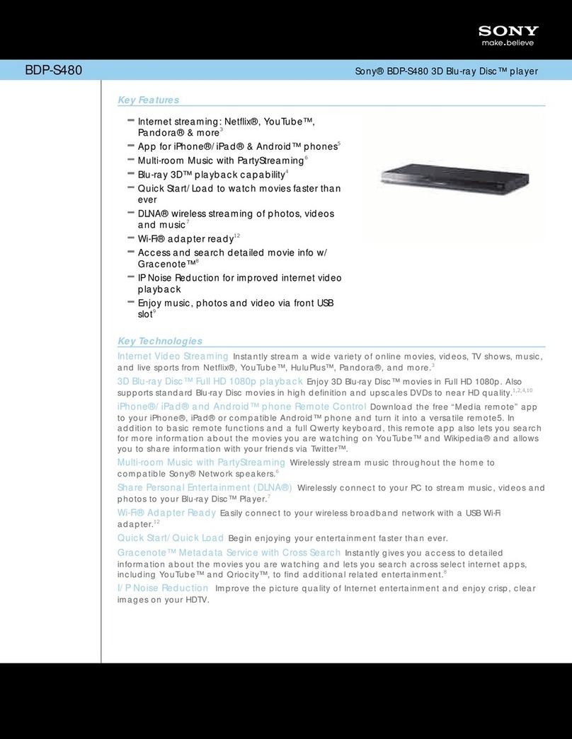 Sony BDP-S480 User manual
