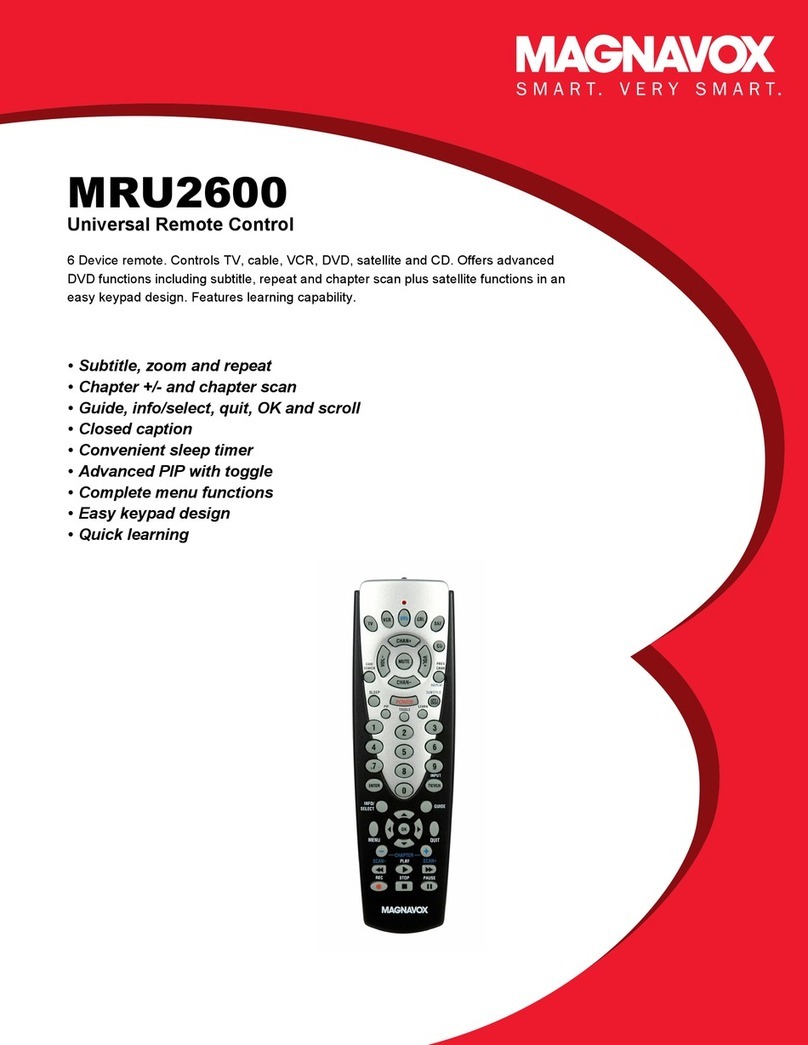 Magnavox MRU2600 - Universal Remote Control Specifications