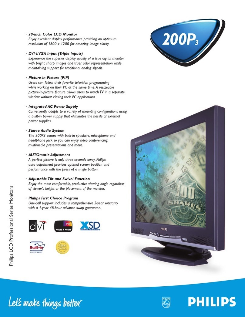 Philips 200P3G - Brilliance - 20.1" LCD Monitor User manual
