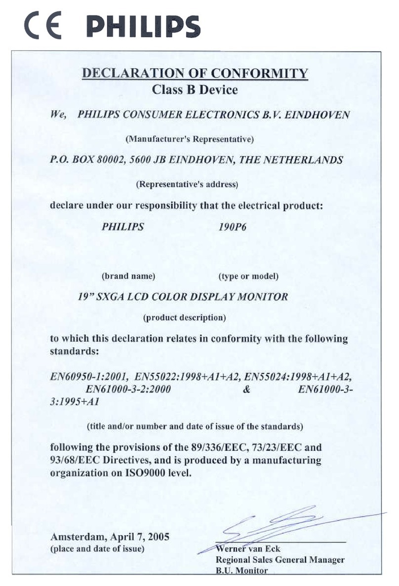 Philips Brilliance 190P6EB Reference guide
