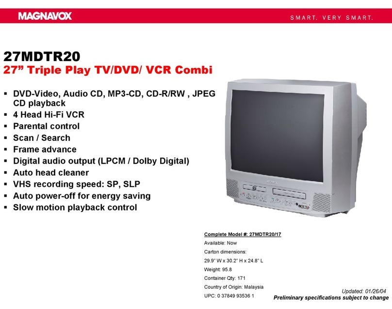 Magnavox 27MDTR20 - Tv/dvd/vcr Combination User manual