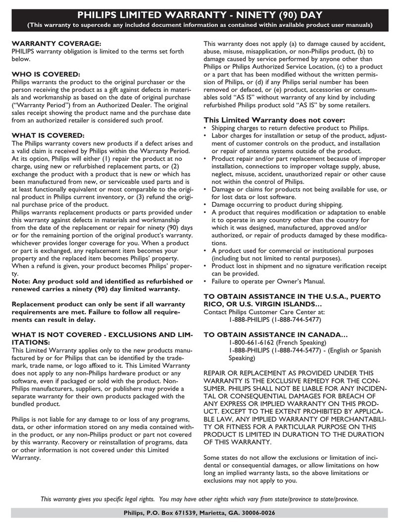 Philips 20PF5120 Use and maintenance manual