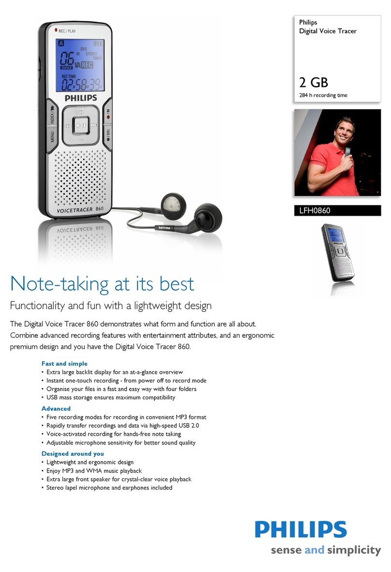 Philips LFH0860 - Digital Voice Tracer 860 2 GB... User manual Philips LFH0860 - Digital Voice Tracer 860 2 GB... User manual