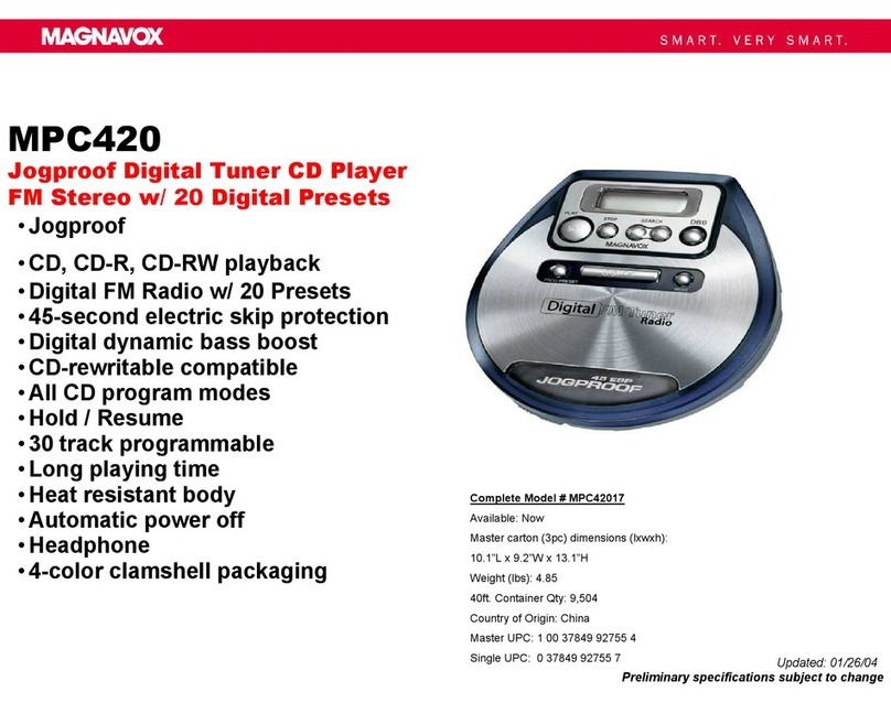 Magnavox MPC42017 - Fm Stereo Digital Tuner Port. Cd... Owner's manual