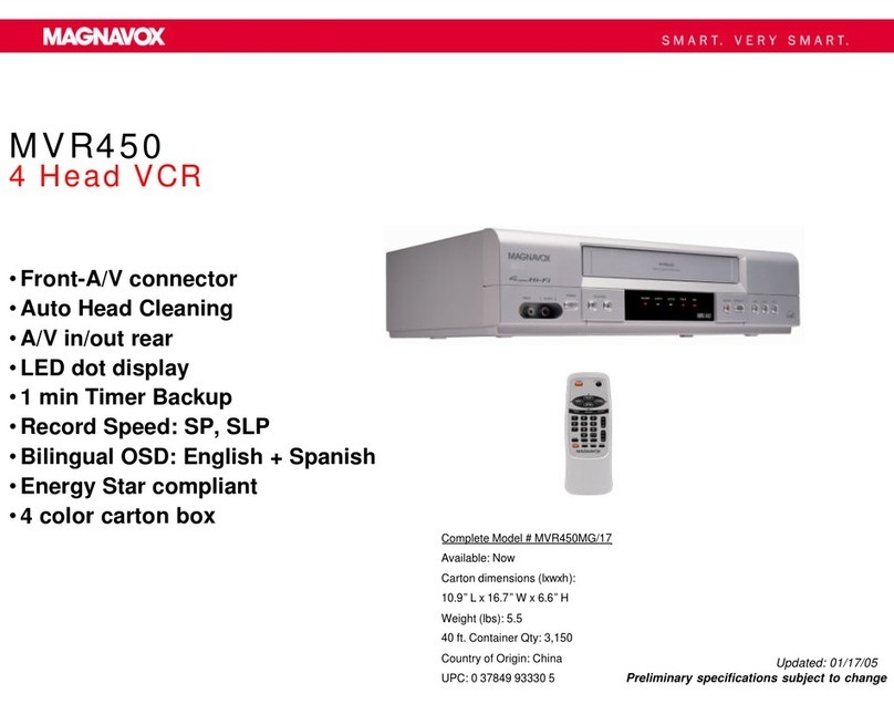 Magnavox MVR450MG - Vcr Mono User manual