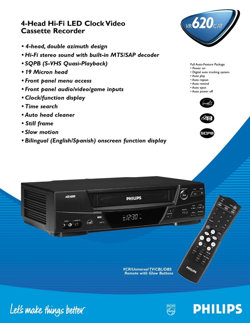 Philips 4-HEAD HI-FI VCR VR620CAT User manual