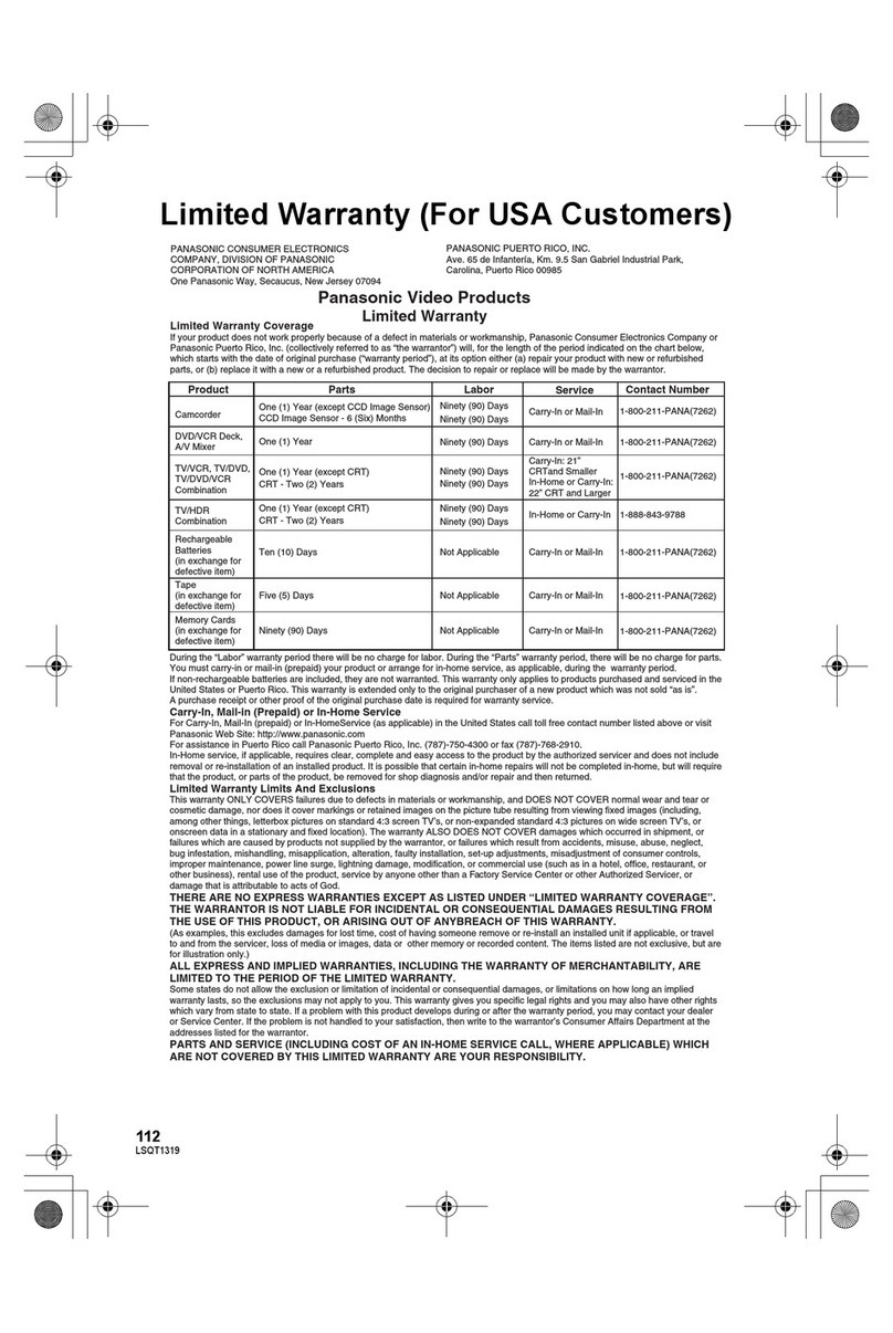 Panasonic PV-DV602 Use and maintenance manual