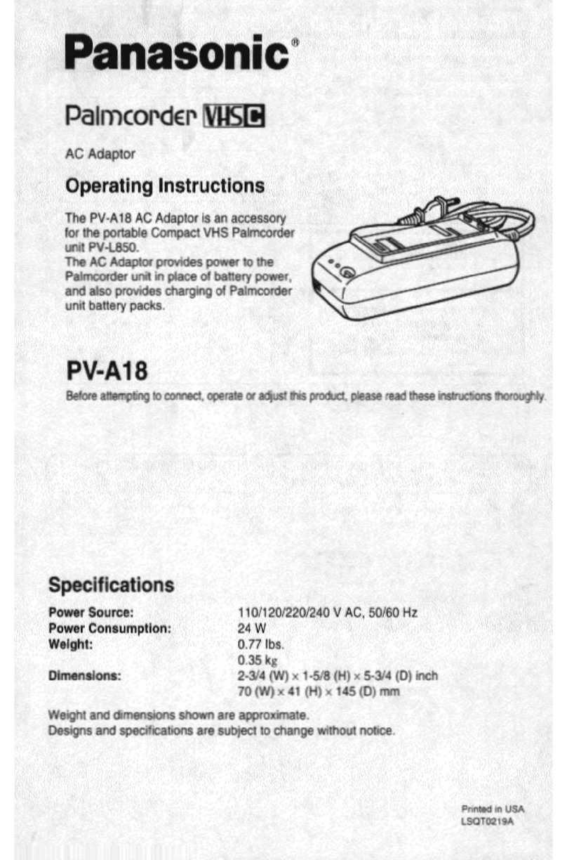 Panasonic Palmcorder PV-A18 User manual
