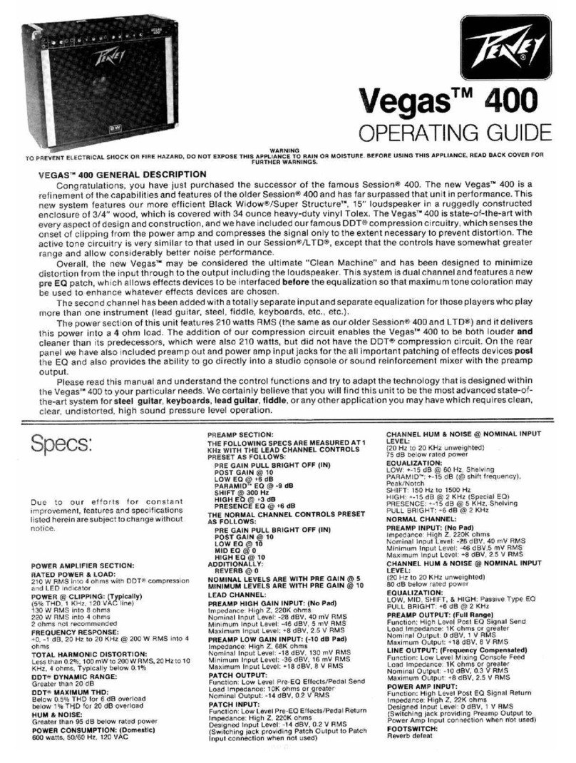 Peavey Vegas 400 user guide