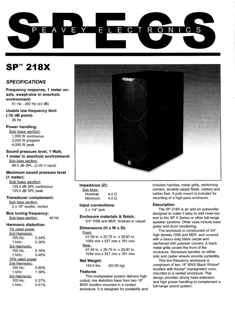 Peavey SP 218X User manual Peavey SP 218X User manual