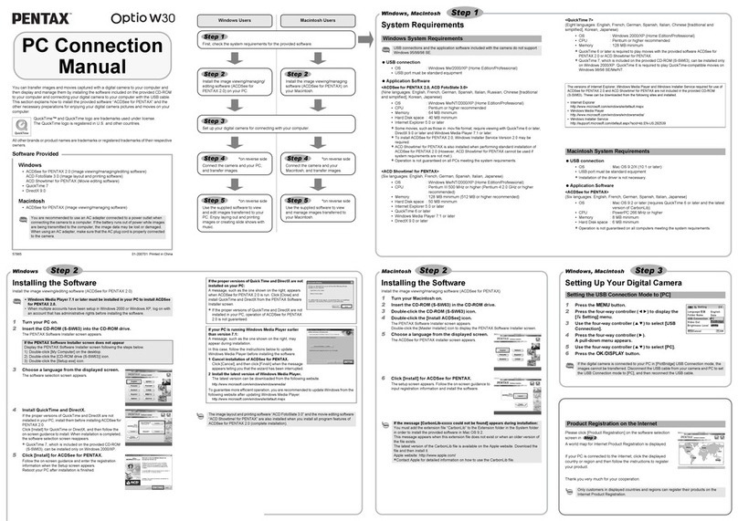 Pentax Optio W30 Instruction manual Pentax Optio W30 Instruction manual