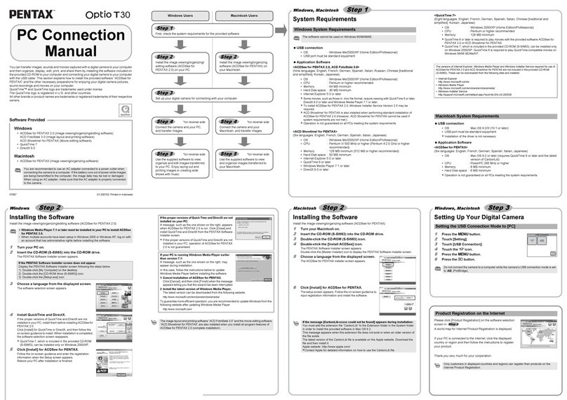 Pentax Optio T30 Instruction manual