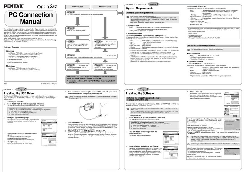 Pentax Optio S5z Connection manual