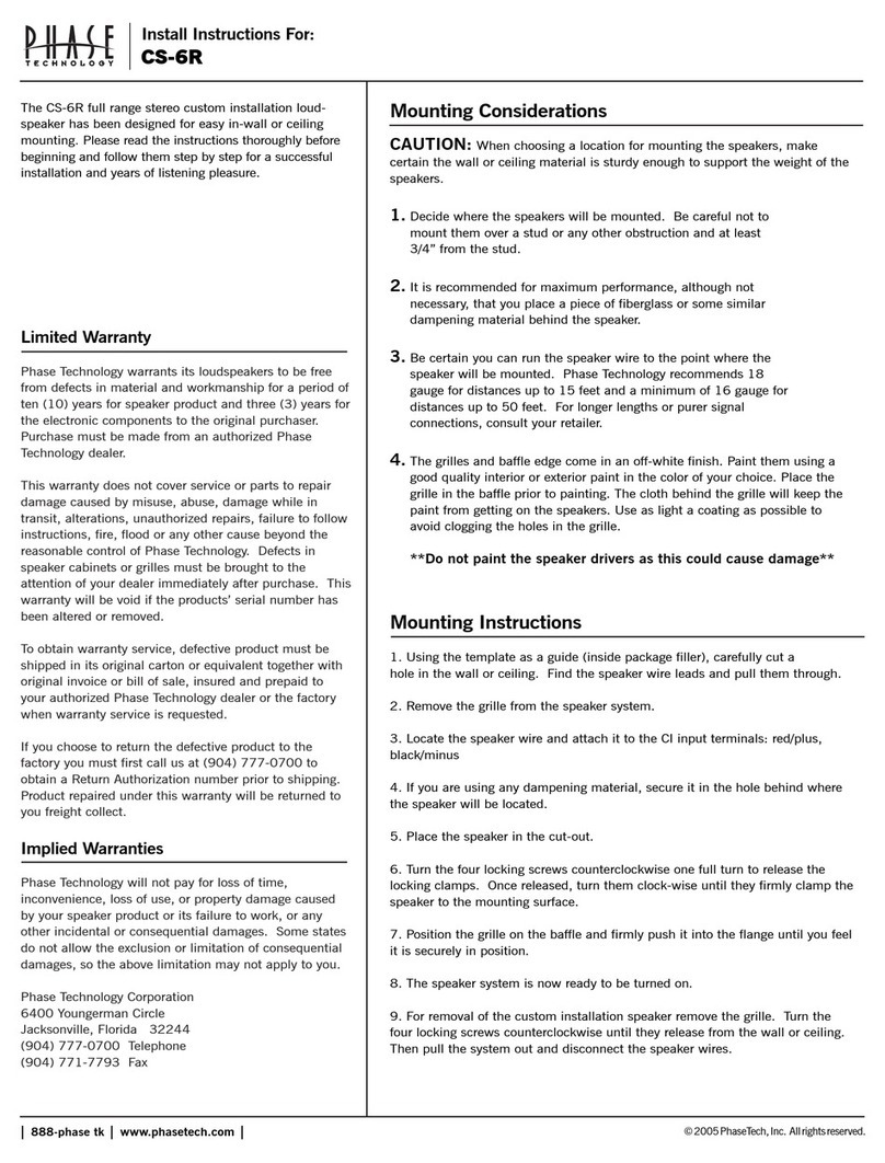 Phase Technologies CS-6R User manual