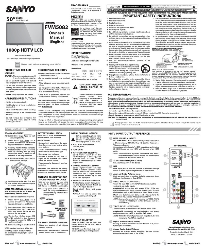 Sanyo FVM5082 User manual